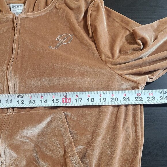 PINK Victorias Secret Velour Track Suit Jacket NEW Size XL Y2K Style Taupe - Picture 6 of 7